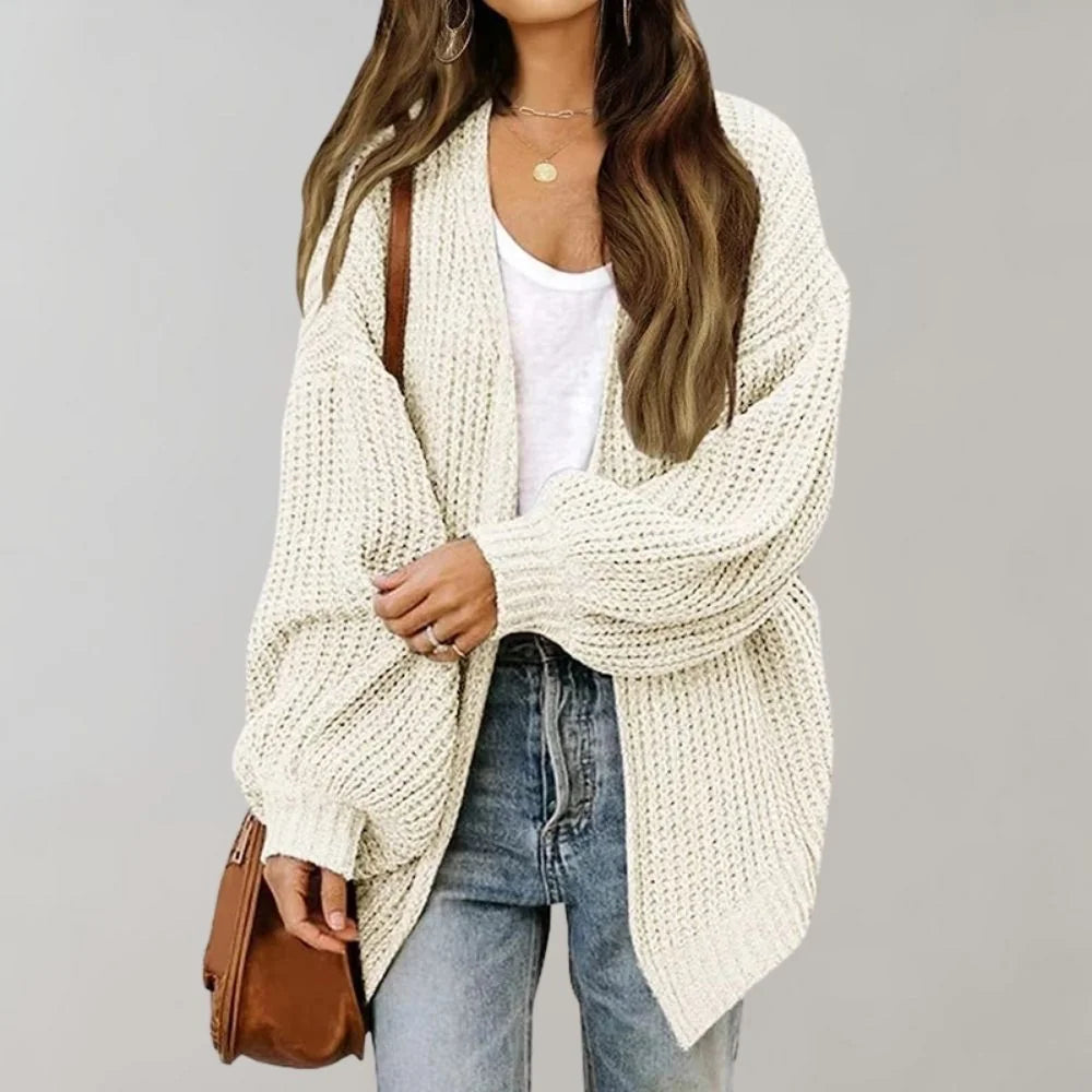 Relaxed Open-Front Cardigan – White