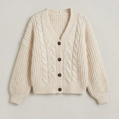 Chunky Knit Button Cardigan – Off-White