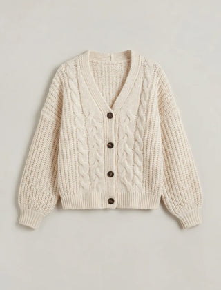 Chunky Knit Button Cardigan – Off-White