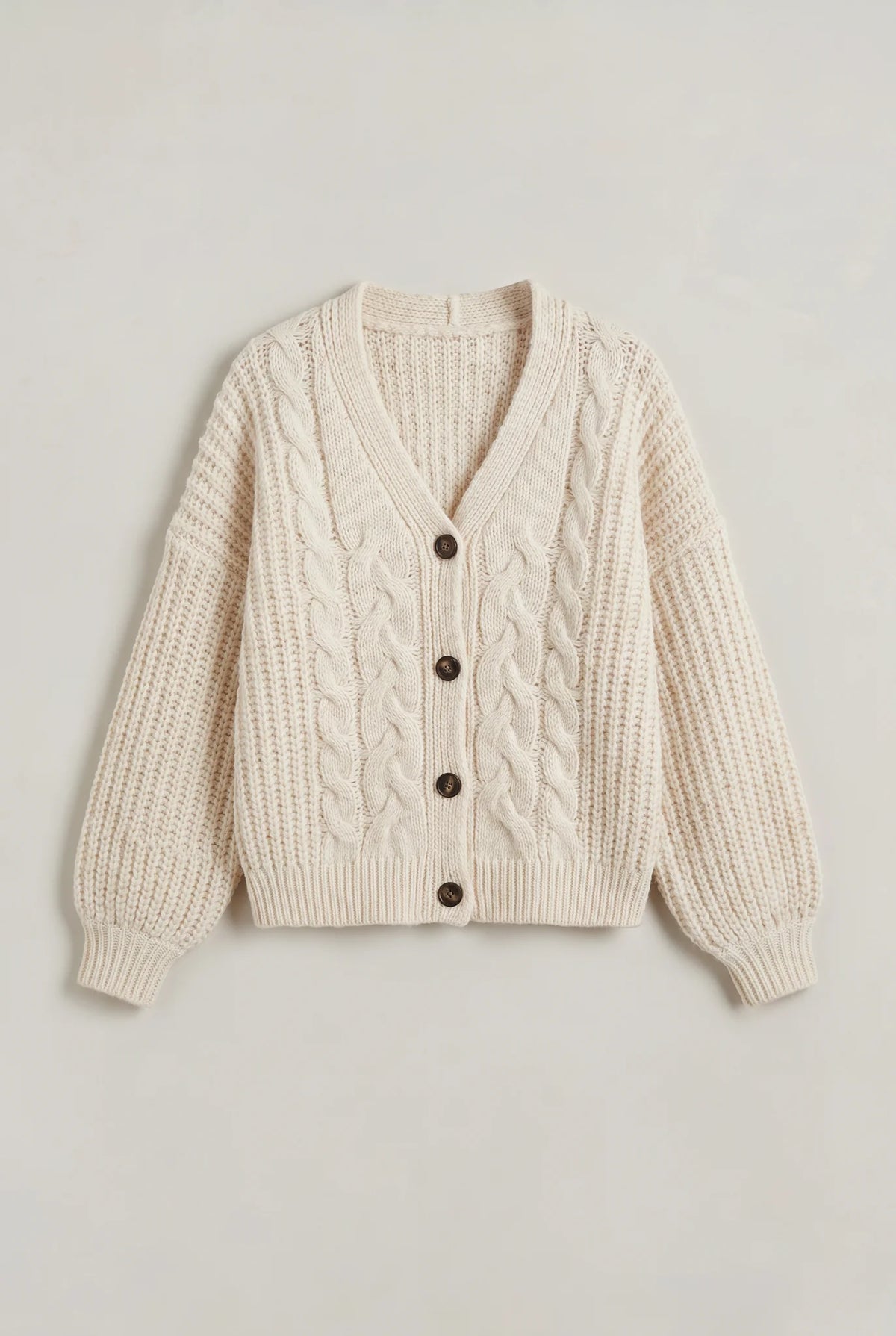 Chunky Knit Button Cardigan – Off-White