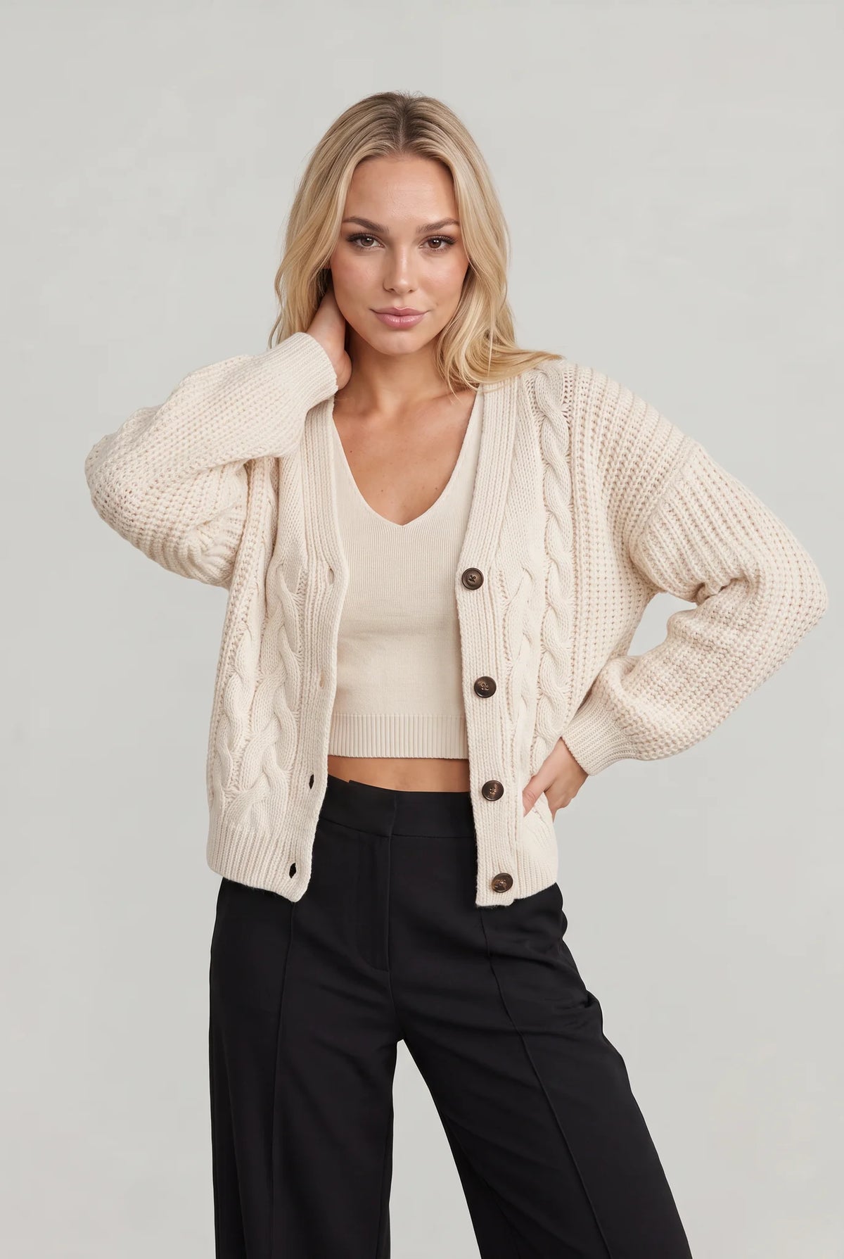 Chunky Knit Button Cardigan