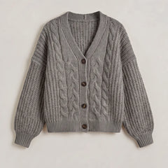 Chunky Knit Button Cardigan – Grey