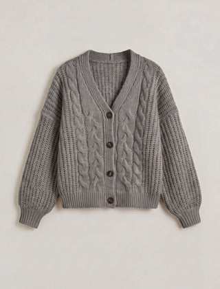 Chunky Knit Button Cardigan – Grey