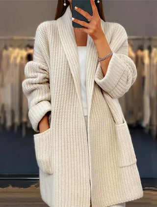 Shawl Collar Pocket Cardigan – Beige