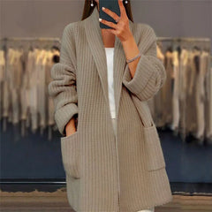 Shawl Collar Pocket Cardigan – Khaki
