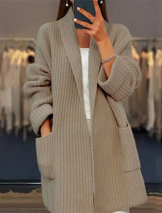 Shawl Collar Pocket Cardigan – Khaki