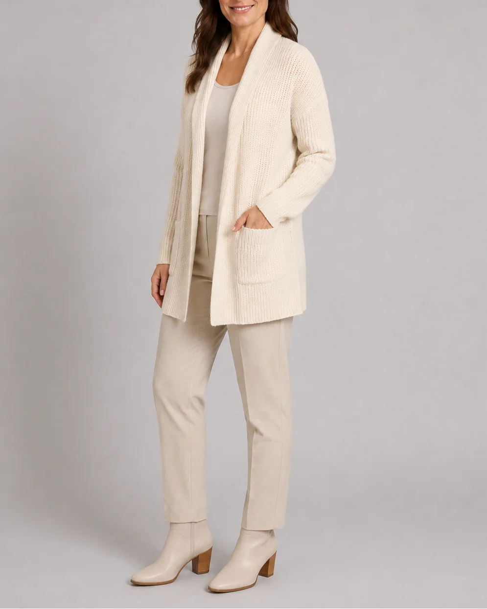 Shawl Collar Ribbed Cardigan