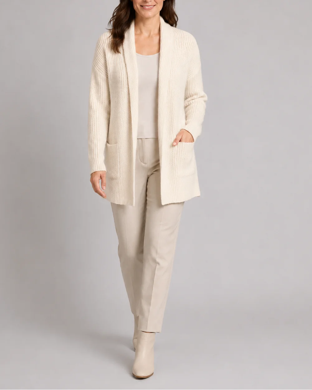 Shawl Collar Ribbed Cardigan