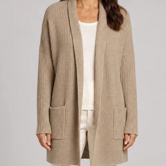 Shawl Collar Ribbed Cardigan – Camel
