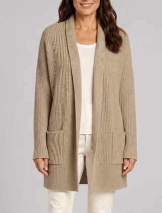 Shawl Collar Ribbed Cardigan – Camel