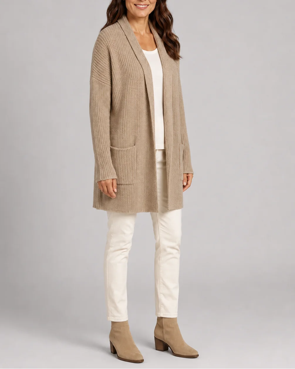 Shawl Collar Ribbed Cardigan