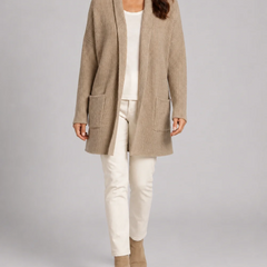 Shawl Collar Ribbed Cardigan
