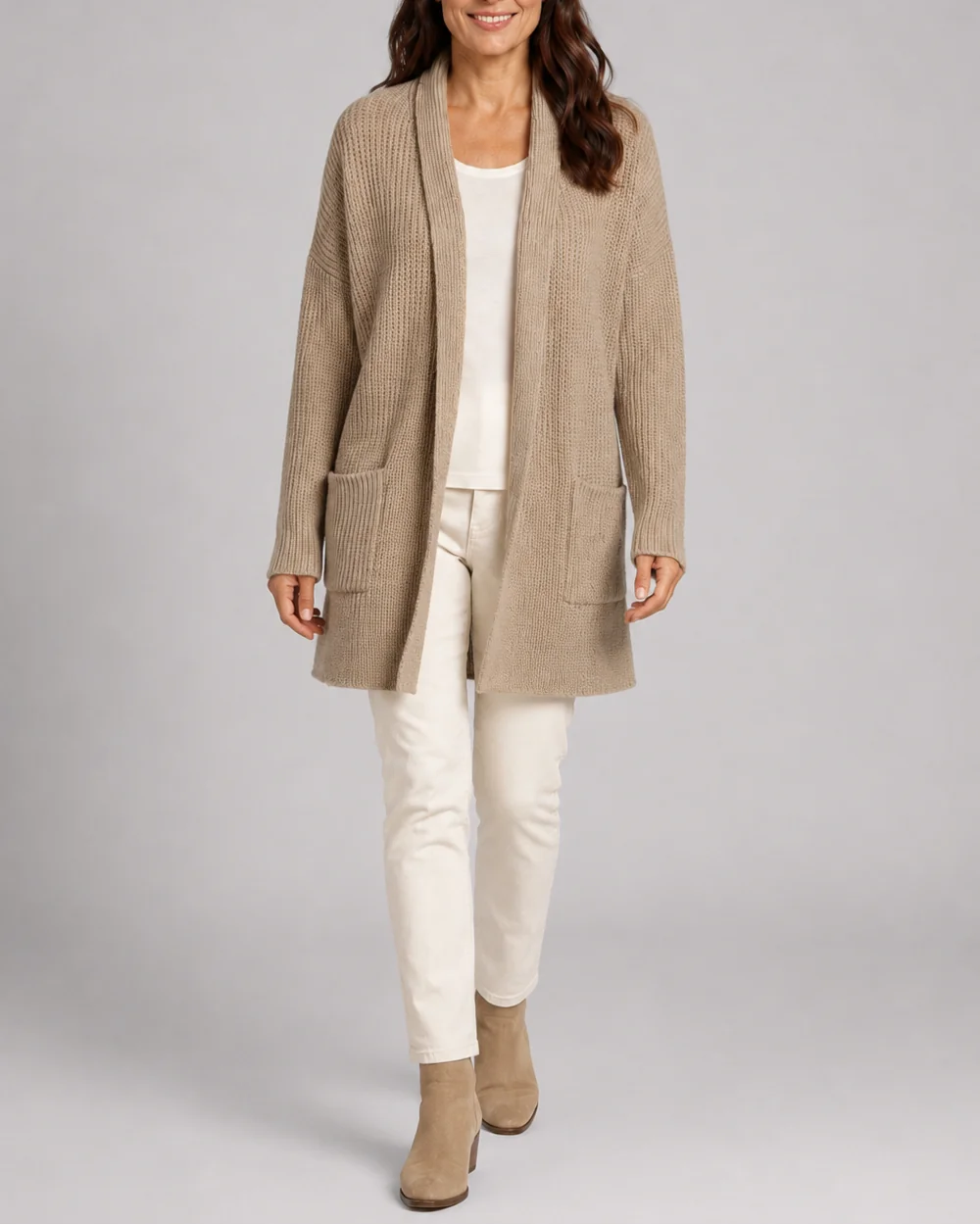 Shawl Collar Ribbed Cardigan