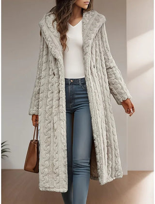 Longline Hooded Coat – Light Grey