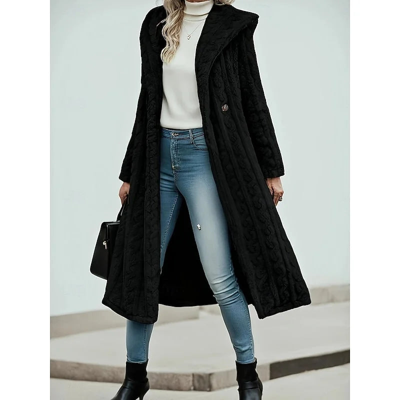 Longline Hooded Coat – Black