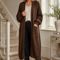 Longline Chunky Knit Cardigan – Brown
