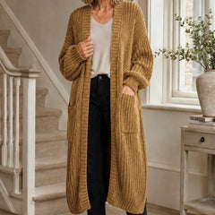 Longline Chunky Knit Cardigan – Khaki