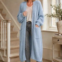 Longline Chunky Knit Cardigan – Light Blue