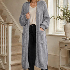 Longline Chunky Knit Cardigan – Light gray