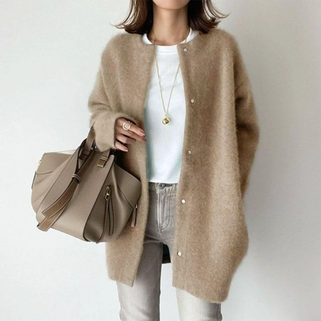 Longline Button Cardigan – Khaki