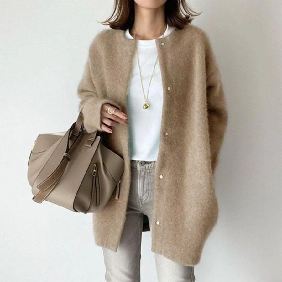 Longline Button Cardigan – Khaki