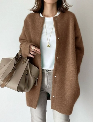 Longline Button Cardigan – Caramel