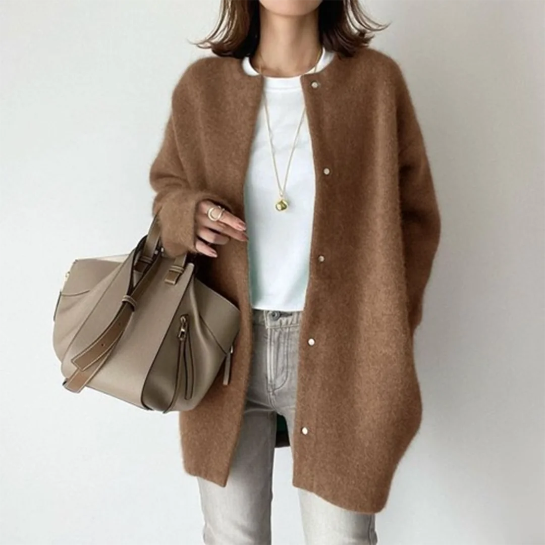 Longline Button Cardigan – Caramel