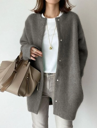Longline Button Cardigan – Dark Grey