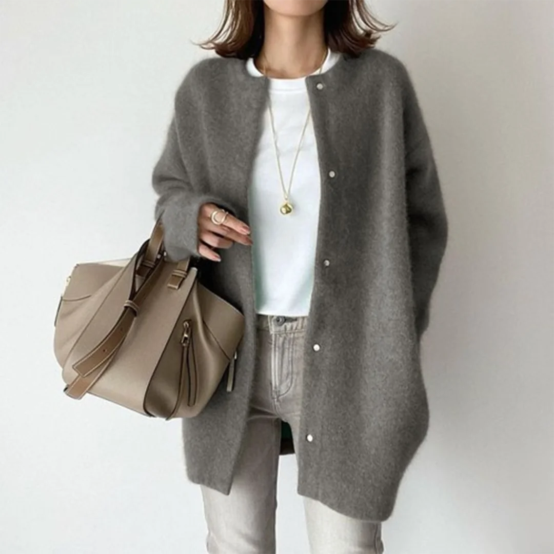 Longline Button Cardigan – Dark Grey