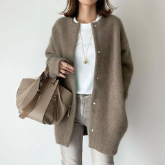 Longline Button Cardigan – Brown