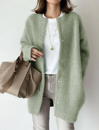 Longline Button Cardigan – Light Green