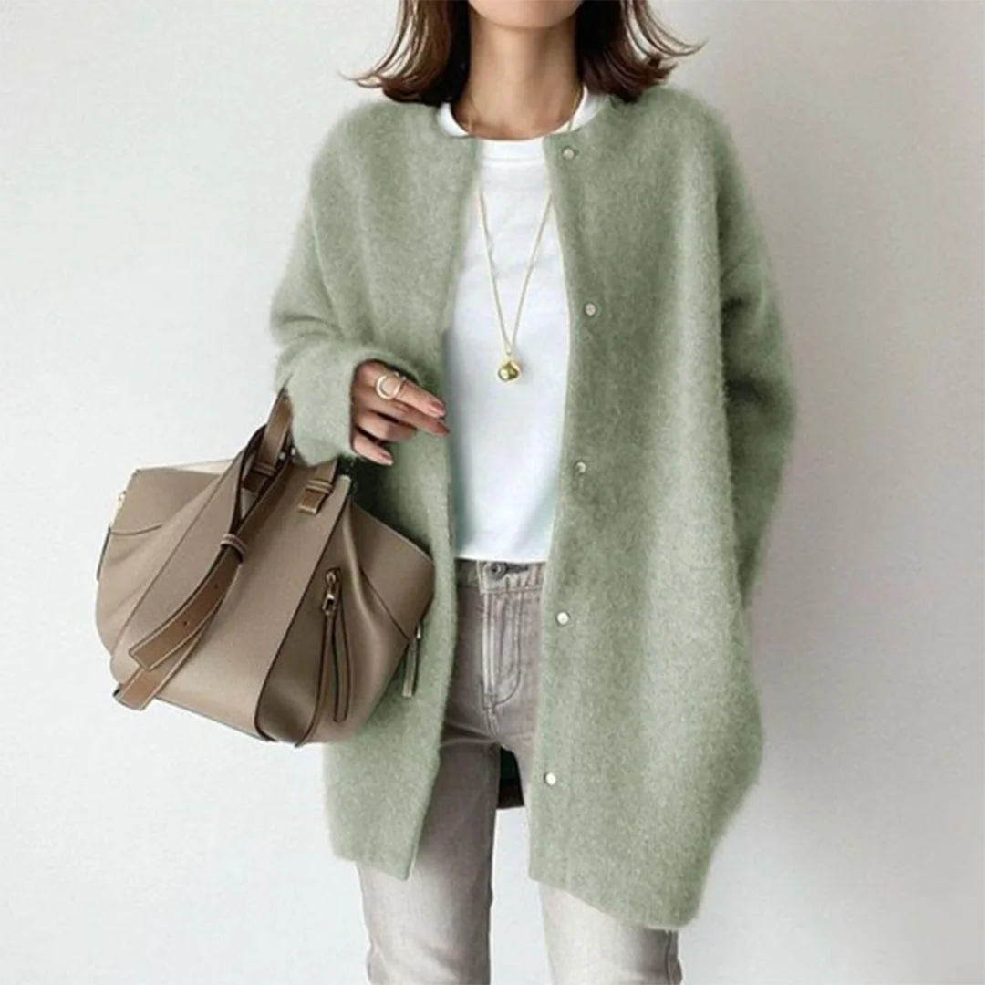 Longline Button Cardigan – Light Green