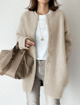 Longline Button Cardigan – Beige