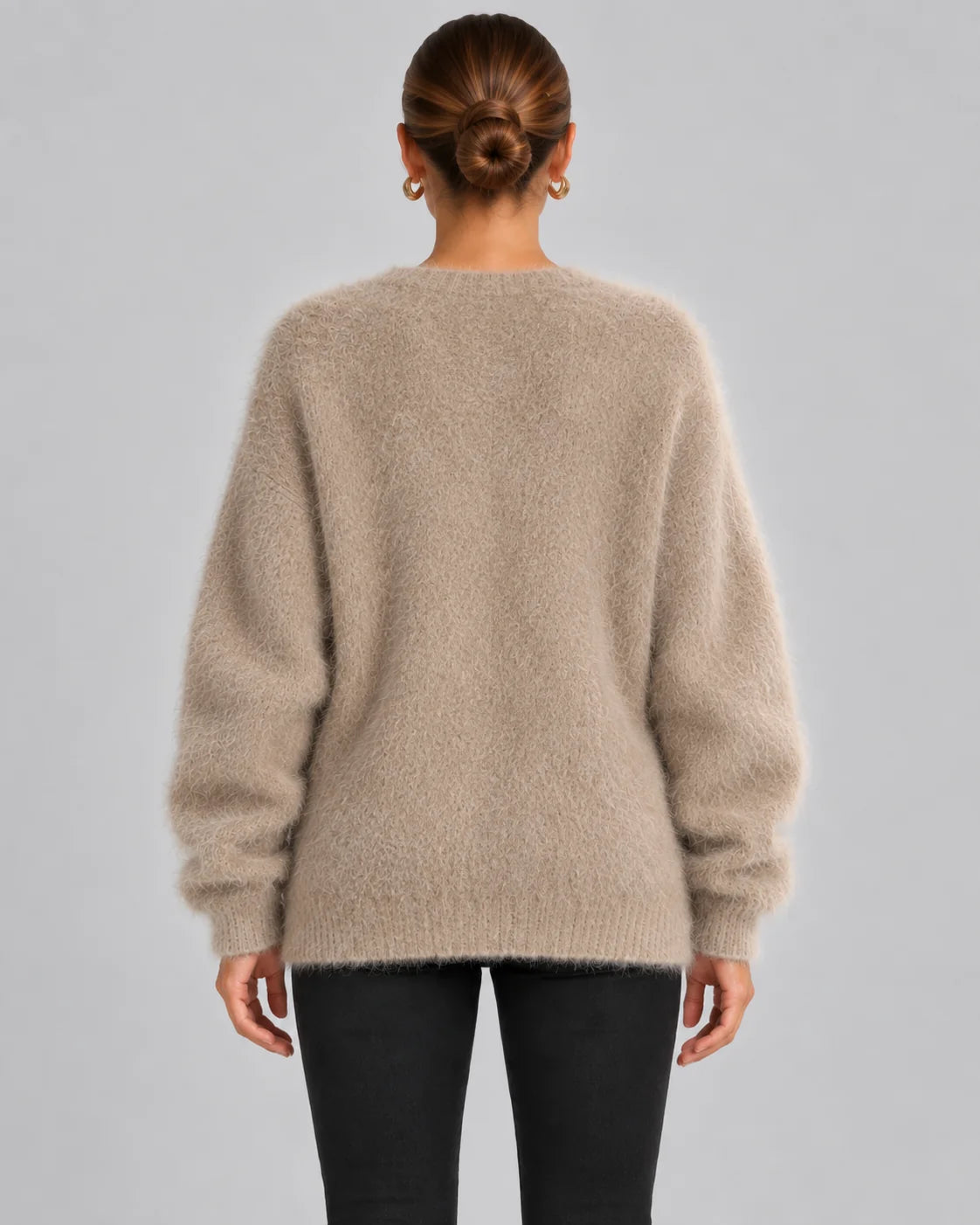 Fluffy Oversized V-Neck Cardigan