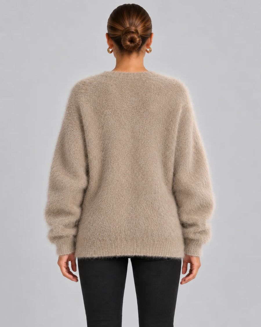 Fluffy Oversized V-Neck Cardigan