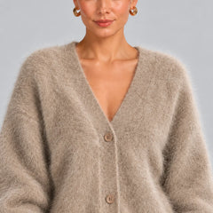 Fluffy Oversized V-Neck Cardigan