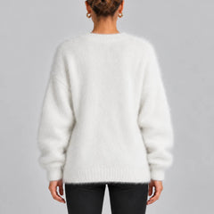 Fluffy Oversized V-Neck Cardigan