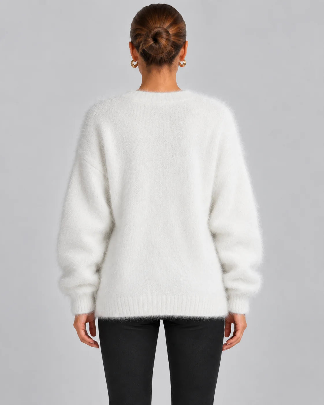 Fluffy Oversized V-Neck Cardigan