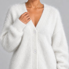 Fluffy Oversized V-Neck Cardigan