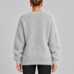 Fluffy Oversized V-Neck Cardigan