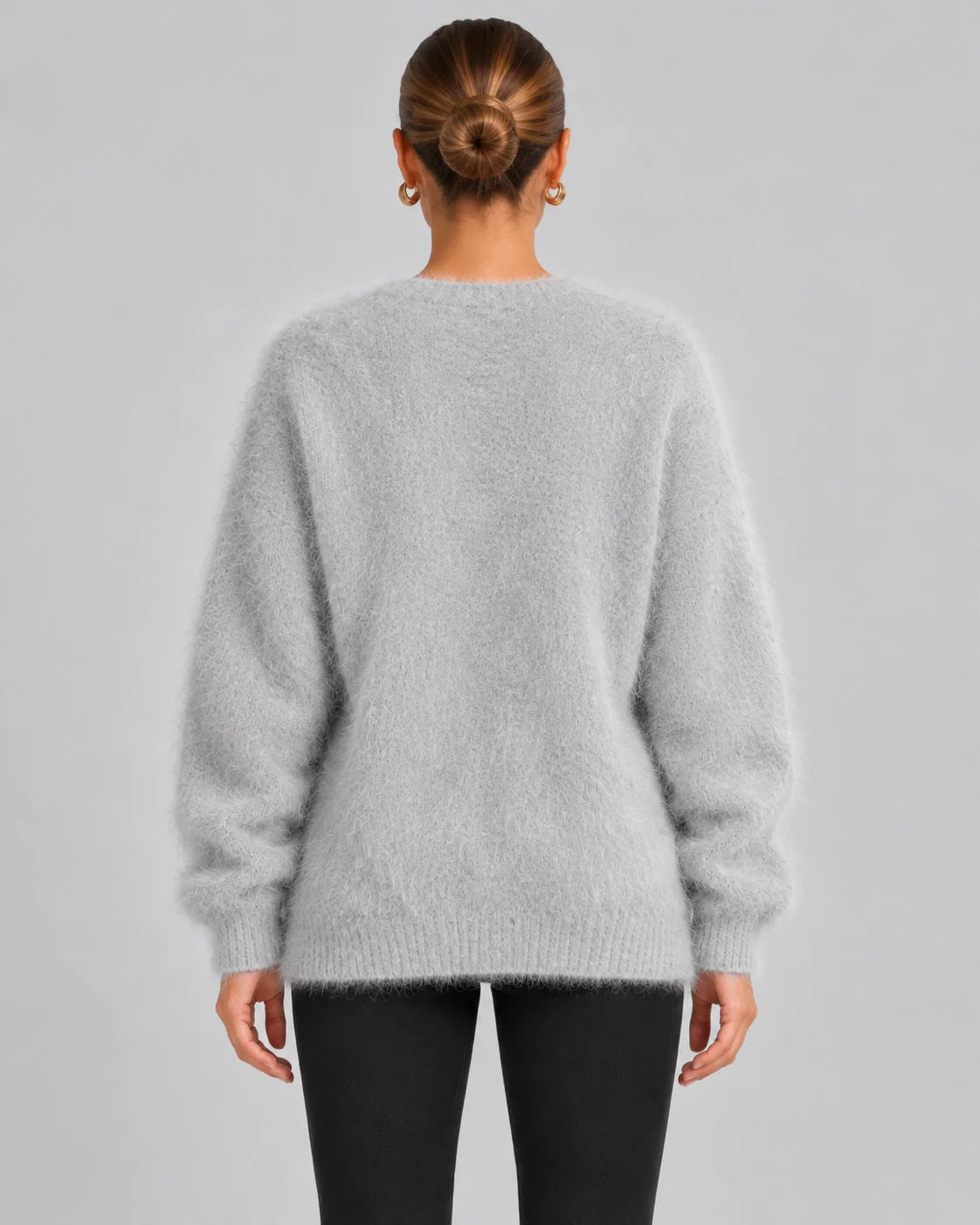 Fluffy Oversized V-Neck Cardigan