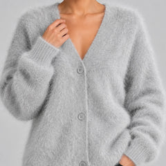 Fluffy Oversized V-Neck Cardigan