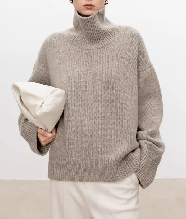 Oversized Turtleneck Jumper – Taupe