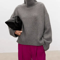Oversized Turtleneck Jumper – Gray