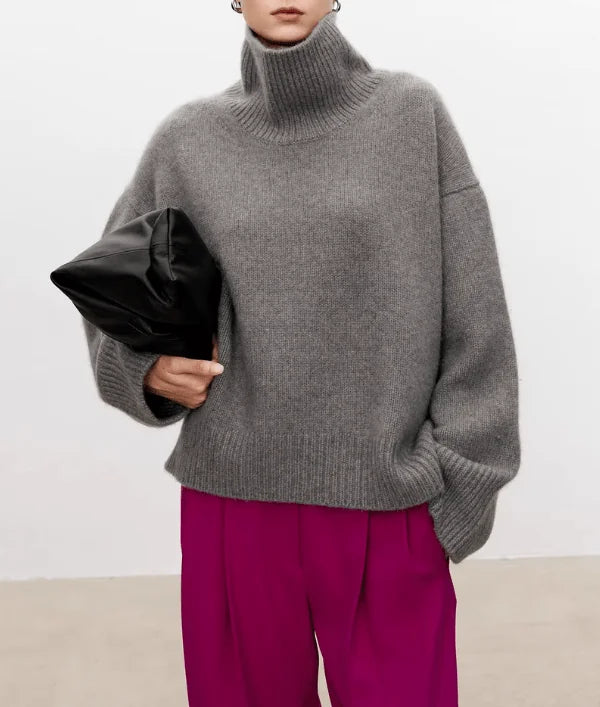 Oversized Turtleneck Jumper – Gray