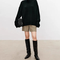 Oversized Turtleneck Jumper – Black