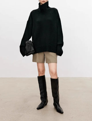 Oversized Turtleneck Jumper – Black