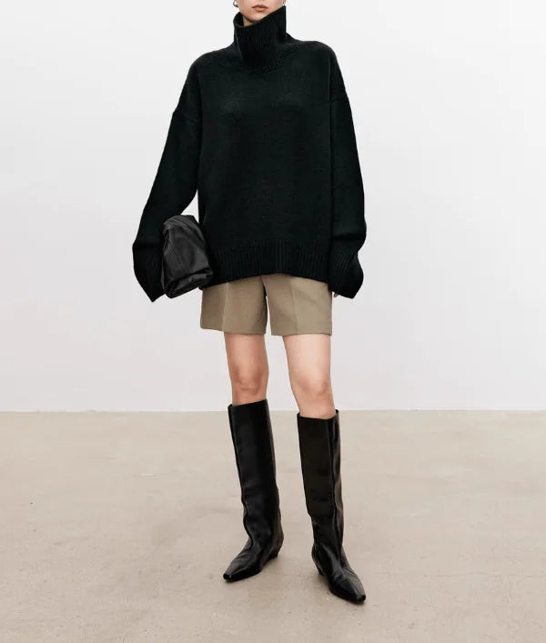 Oversized Turtleneck Jumper – Black