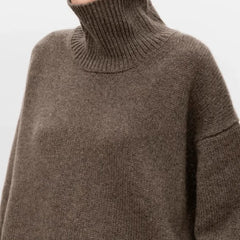 Oversized Turtleneck Jumper – Brown