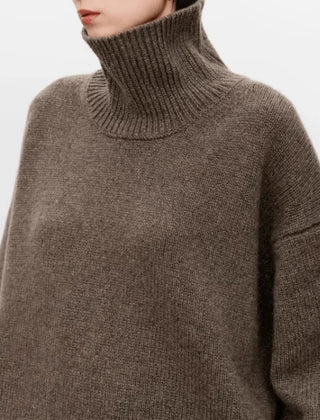 Oversized Turtleneck Jumper – Brown